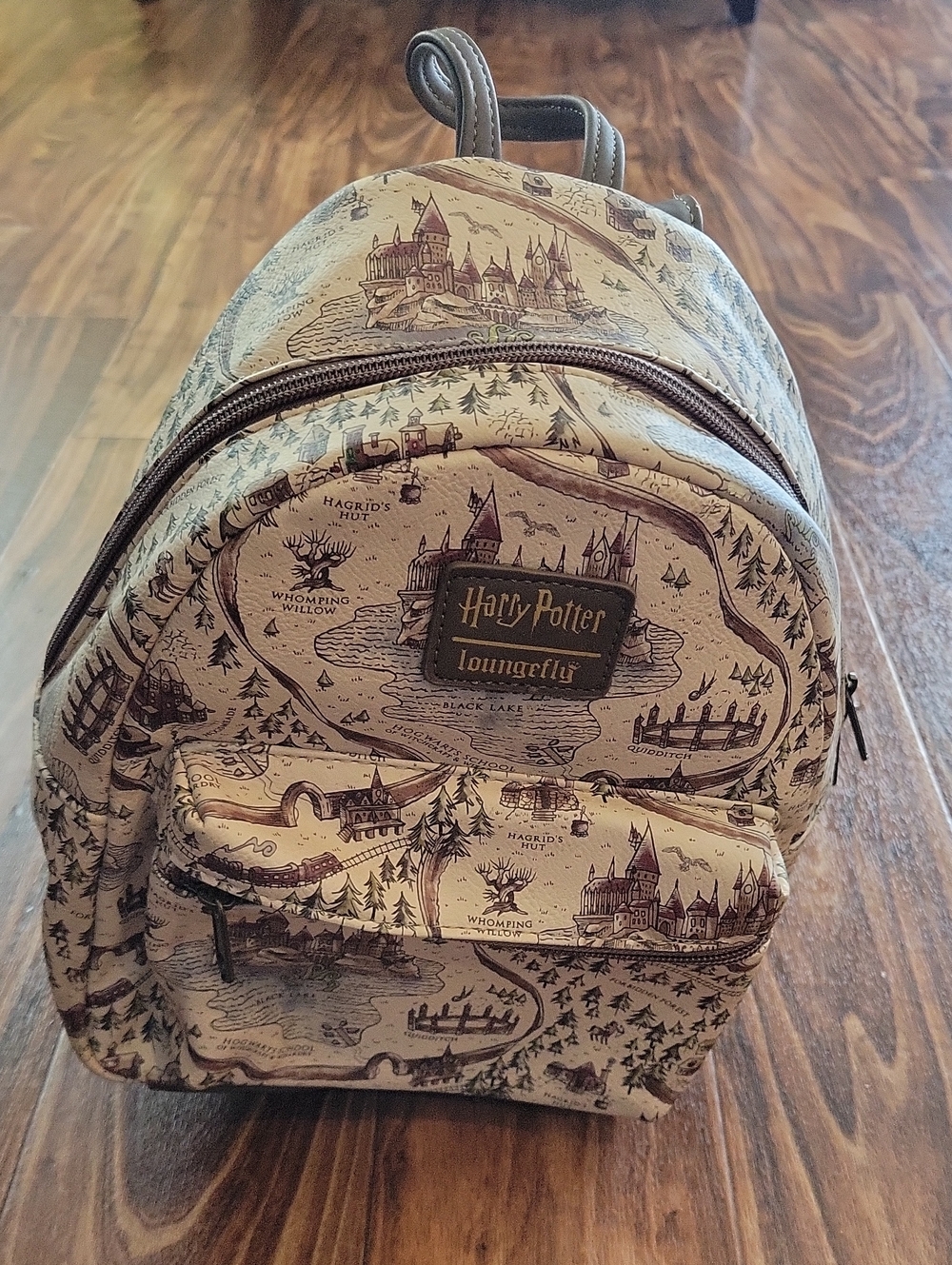 Loungefly Harry Potter Map-Print Beige Mini Backpack